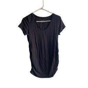 Motherhood maternity, black, short sleeve side, ruched T-shirt med